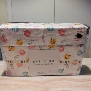 NWT VIRAL Rae Dunn Queen Bedding 4Piece Sheet Set  Halloween/Pastel/Boo/Pumpkin